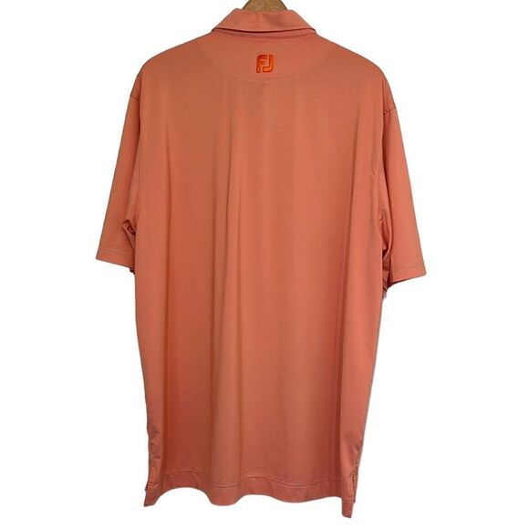 Golf Polo Shirt Men’s Size XL FootJoy Short Sleeve Orange Striped Polyester - Picture 5 of 9